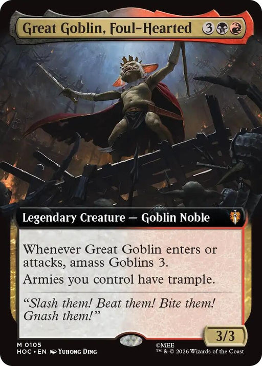Image for Great Goblin, Foul-Hearted (Extended Art) (105) [The Hobbit: Eternal-Legal] (HOC) - Magic: The Gathering