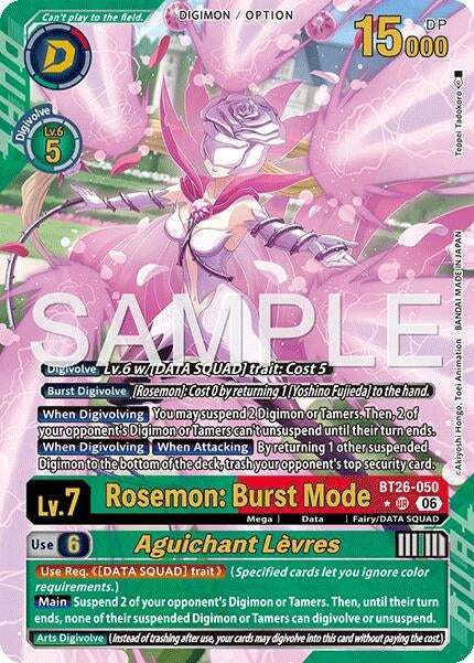 Image for Rosemon: Burst Mode // Aguichant Levres (Alternate Art) (BT26-050 UR) (Foil) [Timeless Bonds] (BT-26) - Digimon Card Game