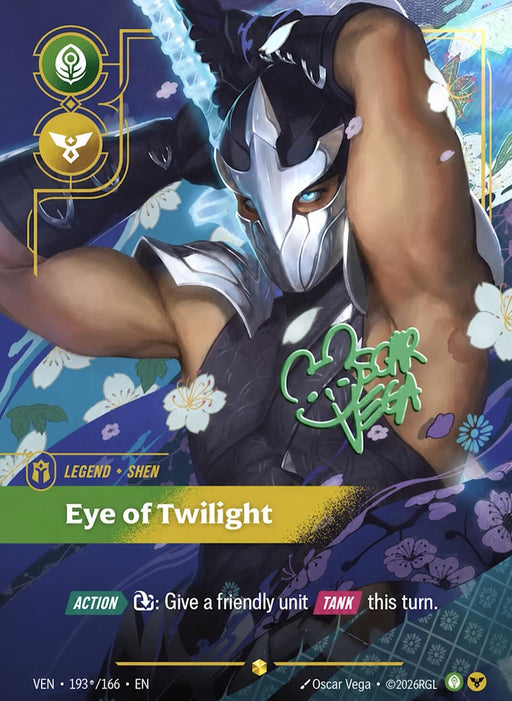 Image for Shen - Eye of Twilight (Signature) (193*/166) (Foil) [Vendetta] (VEN) - Riftbound: League of Legends Trading Card Game