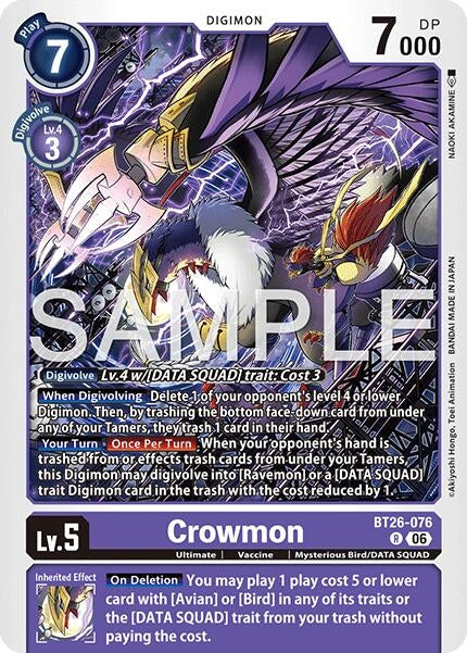 Image for Crowmon (BT26-076 R) (Foil) [Timeless Bonds] (BT-26) - Digimon Card Game