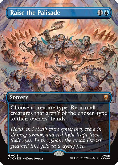 Image for Raise the Palisade (Borderless) (18) (Foil) [The Hobbit: Eternal-Legal] (HOC) - Magic: The Gathering