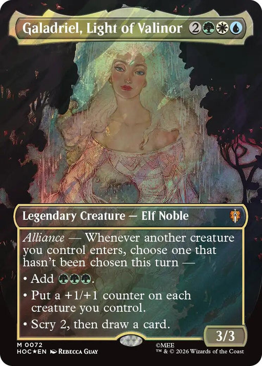 Image for Galadriel, Light of Valinor (Borderless) (Surge Foil) (72) (Foil) [The Hobbit: Eternal-Legal] (HOC) - Magic: The Gathering