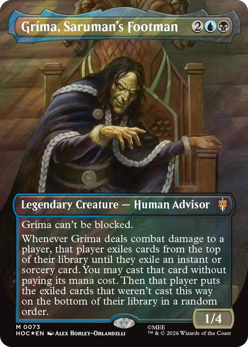 Image for Grima, Saruman's Footman (Borderless) (Surge Foil) (73) (Foil) [The Hobbit: Eternal-Legal] (HOC) - Magic: The Gathering