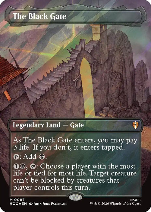 Image for The Black Gate (Borderless) (Surge Foil) (87) (Foil) [The Hobbit: Eternal-Legal] (HOC) - Magic: The Gathering