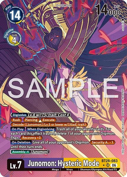 Image for Junomon: Hysteric Mode (Alternate Art) (BT26-083 SR) (Foil) [Timeless Bonds] (BT-26) - Digimon Card Game
