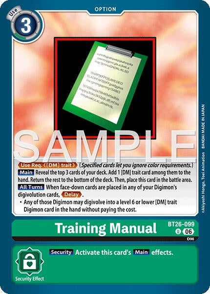 Image for Training Manual (BT26-099 U) [Timeless Bonds] (BT-26) - Digimon Card Game