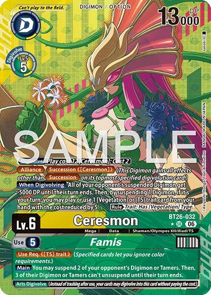 Image for Ceresmon // Famis (Alternate Art) (BT26-032 SR) (Foil) [Timeless Bonds] (BT-26) - Digimon Card Game