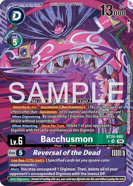 Image for Bacchusmon // Reversal of the Dead (Alternate Art) (BT26-080 SR) (Foil) [Timeless Bonds] (BT-26) - Digimon Card Game