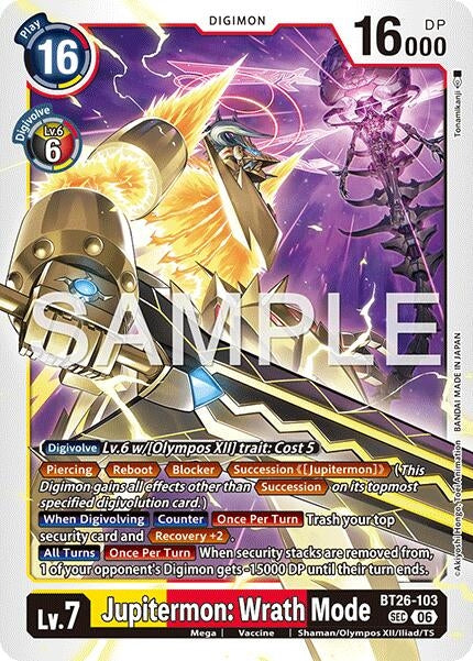 Image for Jupitermon: Wrath Mode (BT26-103 SEC) (Foil) [Timeless Bonds] (BT-26) - Digimon Card Game