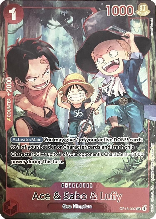 Image for Ace & Sabo & Luffy (English Version 3rd Anniversary Set) (OP13-007) (Foil) [One Piece Promotion Cards] (OP-PR) - One Piece Card Game