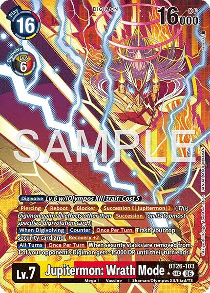 Image for Jupitermon: Wrath Mode (Alternate Art) (BT26-103 SEC) (Foil) [Timeless Bonds] (BT-26) - Digimon Card Game