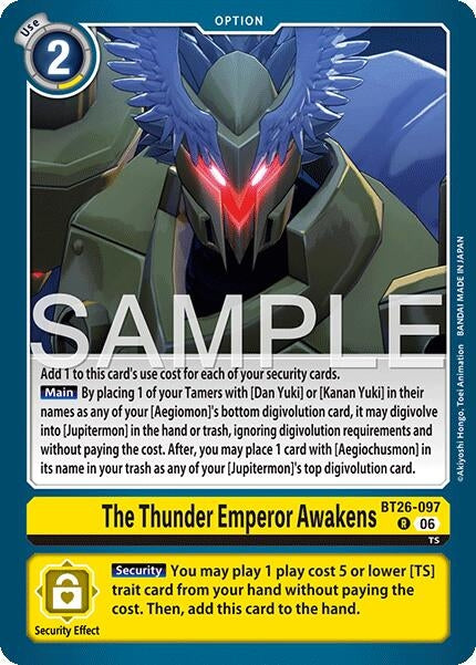 Image for The Thunder Emperor Awakens (BT26-097 R) (Foil) [Timeless Bonds] (BT-26) - Digimon Card Game