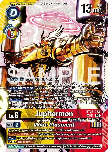 Image for Jupitermon // Wide Plasment (SP) (BT26-033 SR) (Foil) [Timeless Bonds] (BT-26) - Digimon Card Game