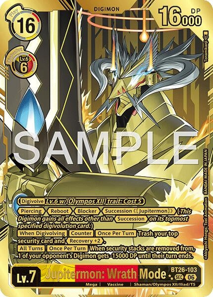 Image for Jupitermon: Wrath Mode (Rare Pull) (BT26-103 SEC) (Foil) [Timeless Bonds] (BT-26) - Digimon Card Game