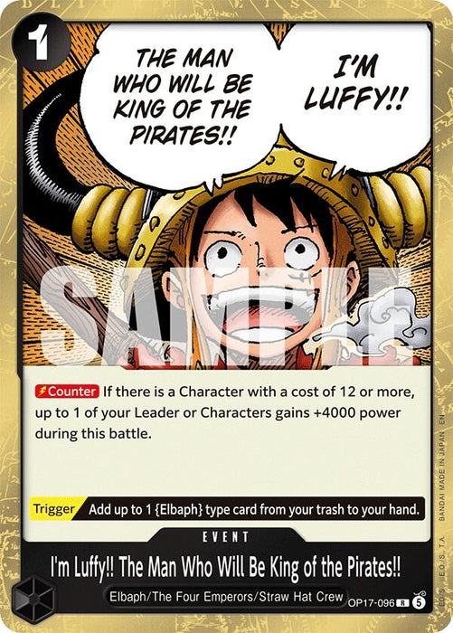 Image for I'm Luffy!! The Man Who Will Be King of the Pirates!! (OP17-096) (Foil) [The World's Strongest Warriors] (OP17) - One Piece Card Game