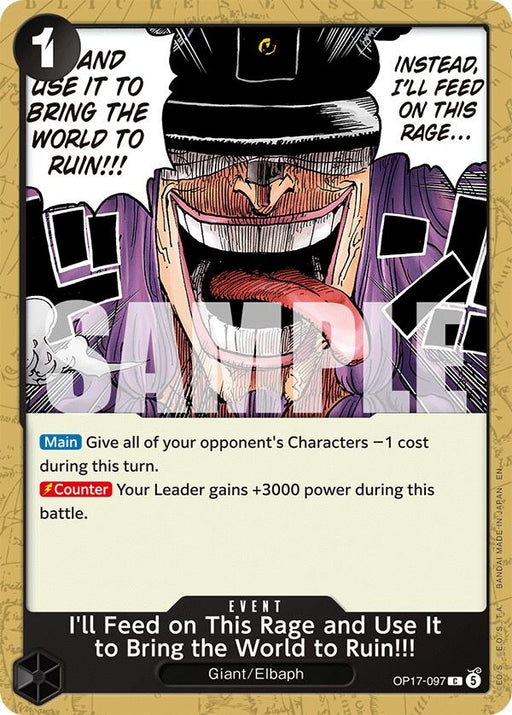 Image for I'll Feed on This Rage and Use It to Bring the World to Ruin!!! (OP17-097) [The World's Strongest Warriors] (OP17) - One Piece Card Game