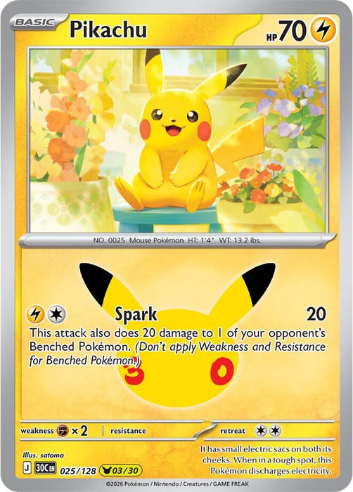 Image for Pikachu (025/128) (Holofoil) [ME: 30th Celebration] (30C) - Pokemon