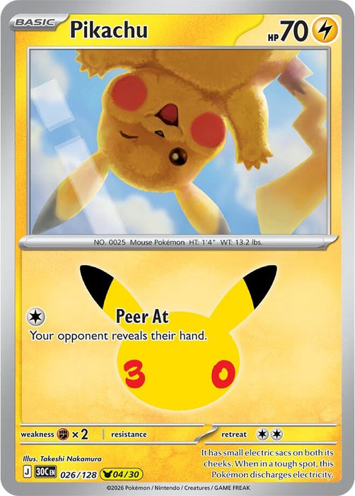 Image for Pikachu (026/128) (Holofoil) [ME: 30th Celebration] (30C) - Pokemon