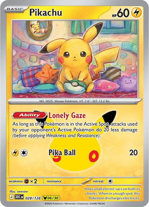 Image for Pikachu (028/128) (Holofoil) [ME: 30th Celebration] (30C) - Pokemon