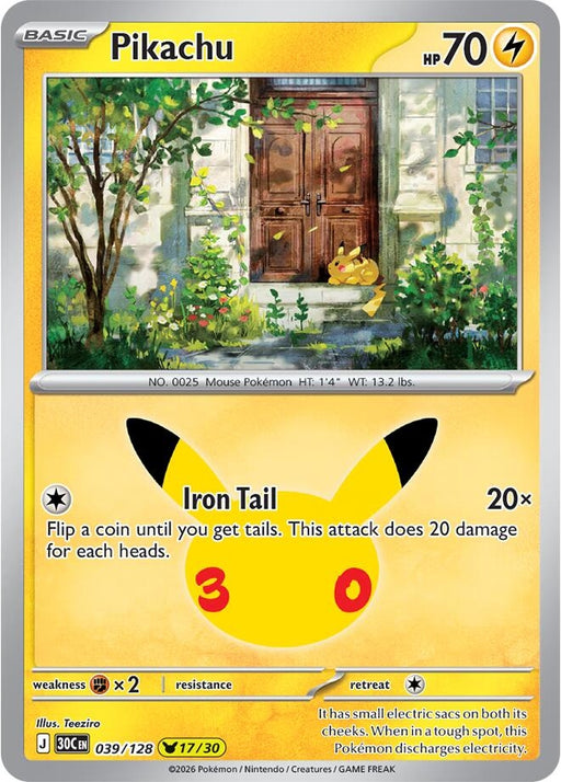 Image for Pikachu (039/128) (Holofoil) [ME: 30th Celebration] (30C) - Pokemon