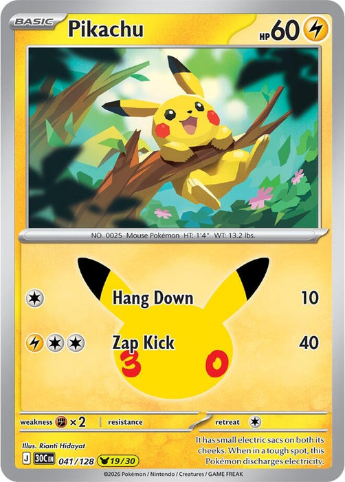 Image for Pikachu (041/128) (Holofoil) [ME: 30th Celebration] (30C) - Pokemon