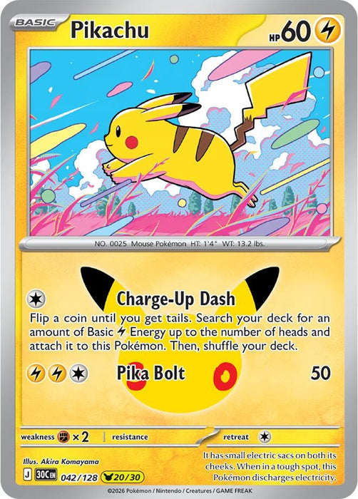 Image for Pikachu (042/128) (Holofoil) [ME: 30th Celebration] (30C) - Pokemon