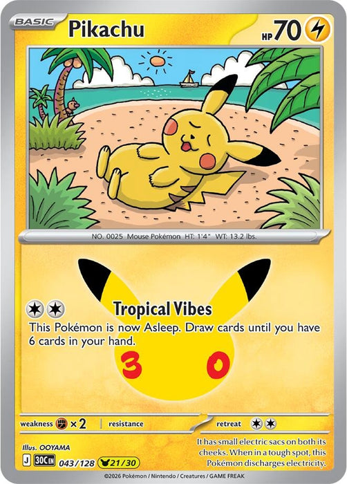 Image for Pikachu (043/128) (Holofoil) [ME: 30th Celebration] (30C) - Pokemon