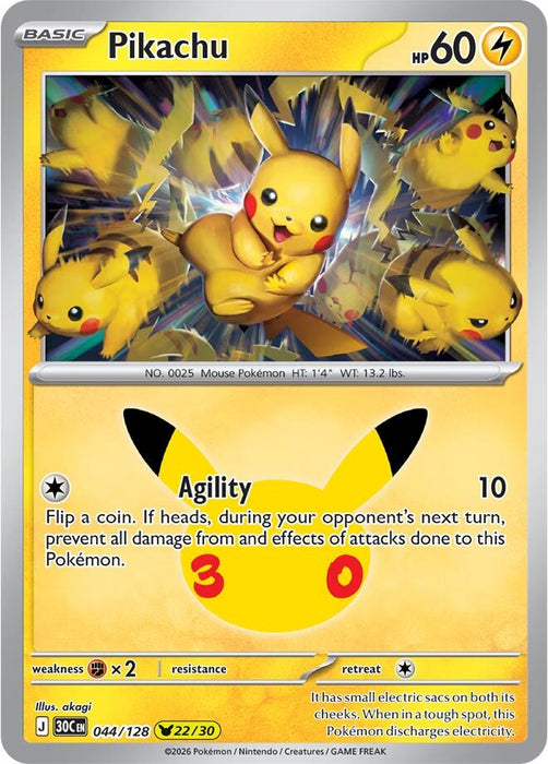 Image for Pikachu (044/128) (Holofoil) [ME: 30th Celebration] (30C) - Pokemon