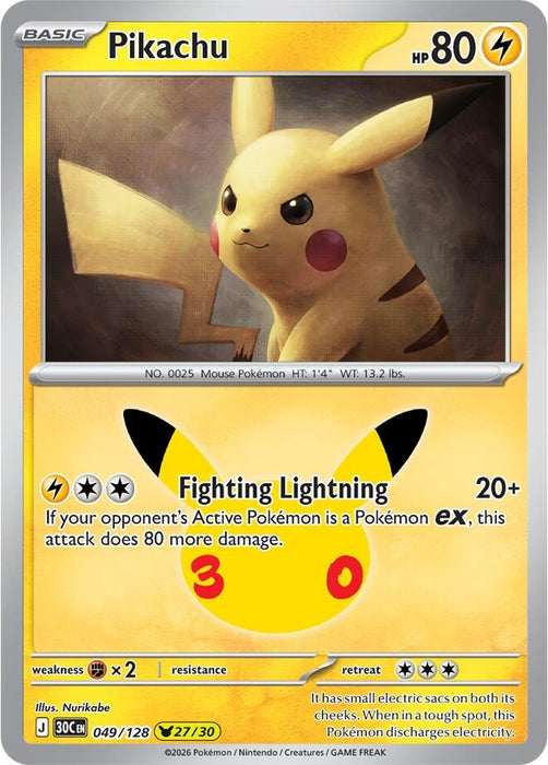 Image for Pikachu (049/128) (Holofoil) [ME: 30th Celebration] (30C) - Pokemon