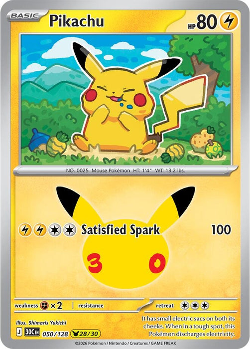 Image for Pikachu (050/128) (Holofoil) [ME: 30th Celebration] (30C) - Pokemon