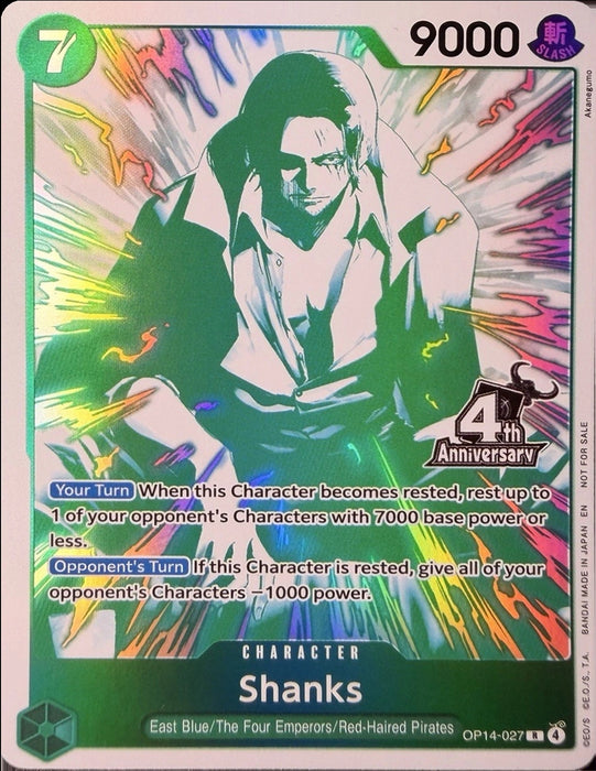 Image for Shanks (4th Anniversary Treasure Campaign Pack) (OP14-027) (Foil) [One Piece Promotion Cards] (OP-PR) - One Piece Card Game