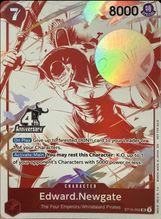 Image for Edward.Newgate (4th Anniversary Treasure Campaign Pack) (ST15-002) (Foil) [One Piece Promotion Cards] (OP-PR) - One Piece Card Game