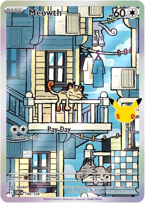 Image for Meowth (144/128) (Holofoil) [ME: 30th Celebration] (30C) - Pokemon