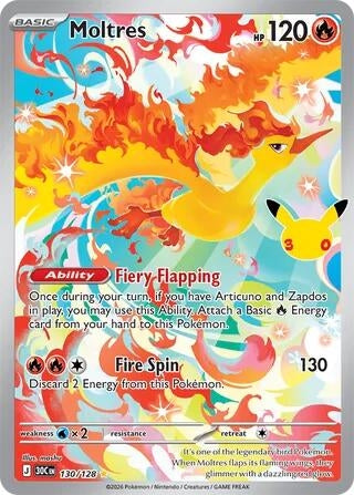 Image for Moltres (130/128) (Holofoil) [ME: 30th Celebration] (30C) - Pokemon