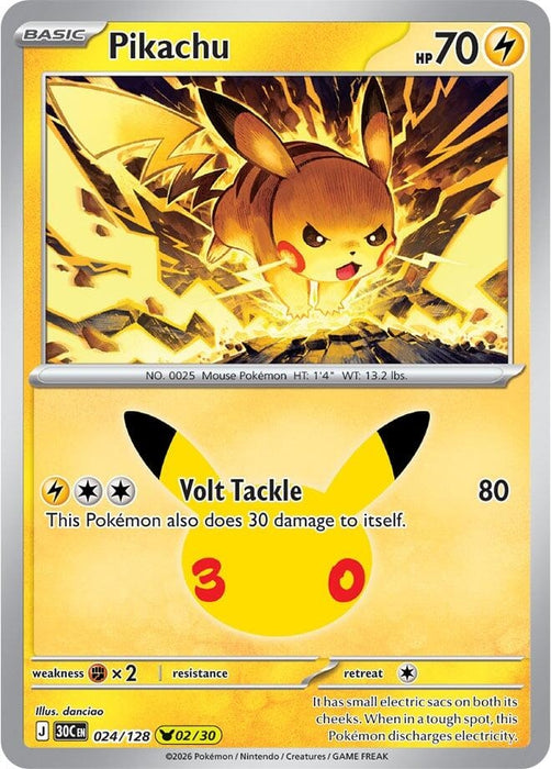 Image for Pikachu (024/128) (Holofoil) [ME: 30th Celebration] (30C) - Pokemon
