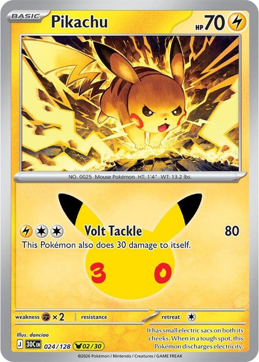 Image for Pikachu (024/128) (Holofoil) [ME: 30th Celebration] (30C) - Pokemon