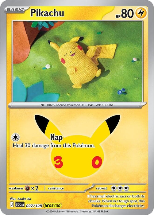Image for Pikachu (027/128) (Holofoil) [ME: 30th Celebration] (30C) - Pokemon