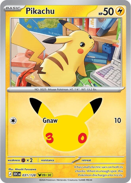 Image for Pikachu (031/128) (Holofoil) [ME: 30th Celebration] (30C) - Pokemon