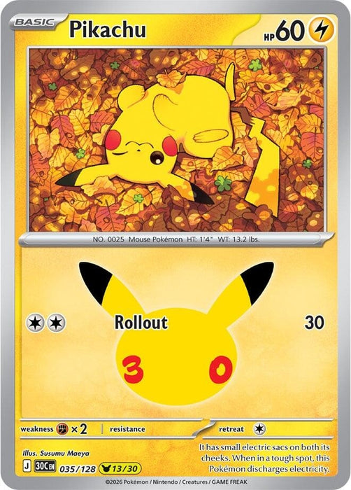 Image for Pikachu (035/128) (Holofoil) [ME: 30th Celebration] (30C) - Pokemon