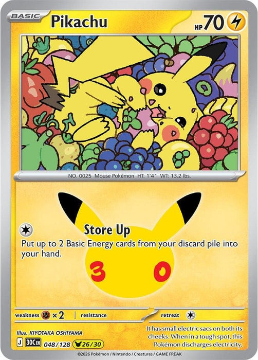 Image for Pikachu (048/128) (Holofoil) [ME: 30th Celebration] (30C) - Pokemon