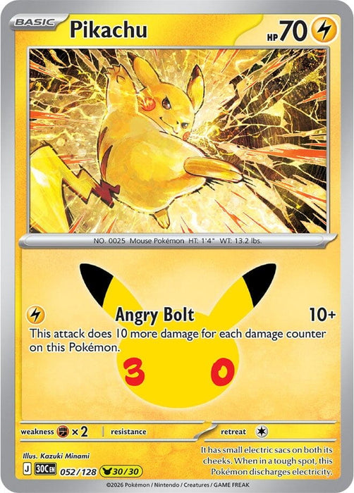 Image for Pikachu (052/128) (Holofoil) [ME: 30th Celebration] (30C) - Pokemon