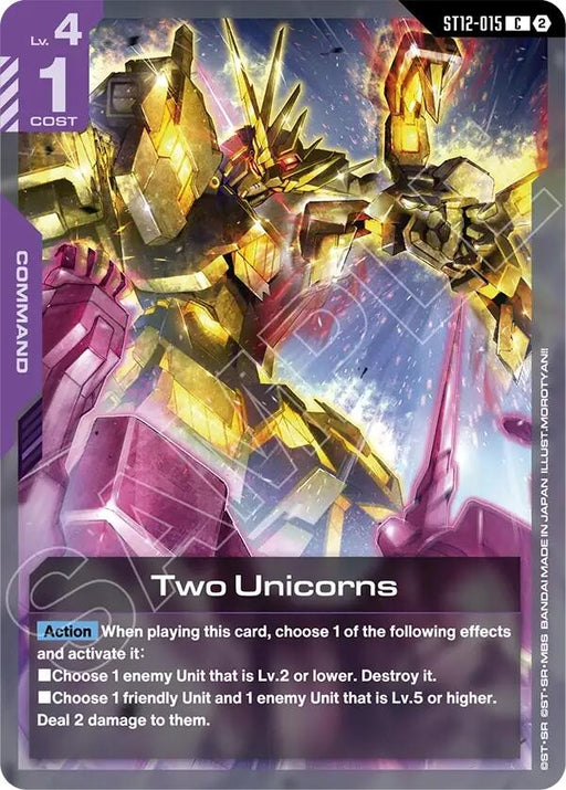 Image for Two Unicorns (ST12-015) [Starter Deck 12: Raging Onslaught] (ST12) - Gundam Card Game