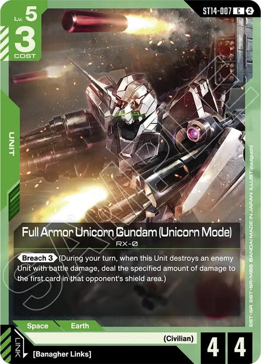 Image for Full Armor Unicorn Gundam (Unicorn Mode) (ST14-007) [Starter Deck 14: Heavy Dominion] (ST14) - Gundam Card Game