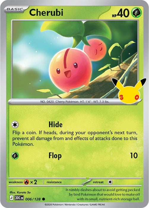Image for Cherubi (006/128) (Holofoil) [ME: 30th Celebration] (30C) - Pokemon