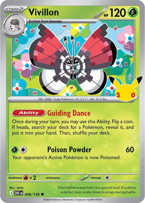 Image for Vivillon (008/128) (Holofoil) [ME: 30th Celebration] (30C) - Pokemon