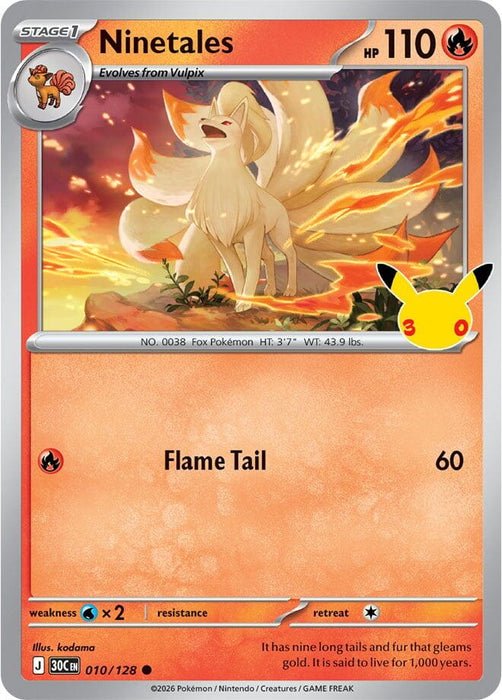 Image for Ninetales (010/128) (Holofoil) [ME: 30th Celebration] (30C) - Pokemon