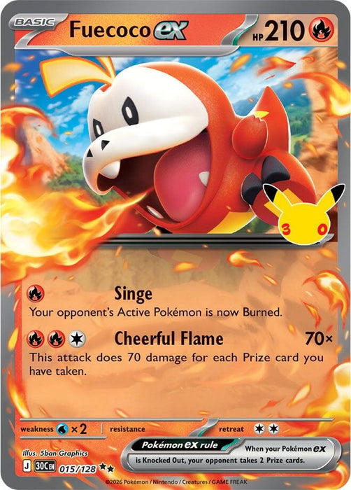 Image for Fuecoco ex (015/128) (Holofoil) [ME: 30th Celebration] (30C) - Pokemon