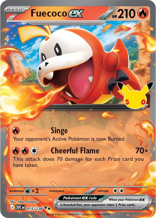 Image for Fuecoco ex (015/128) (Holofoil) [ME: 30th Celebration] (30C) - Pokemon