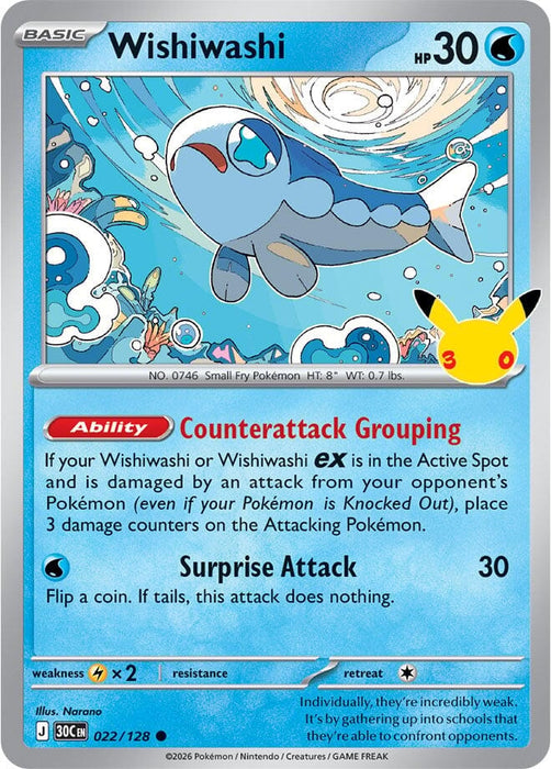 Image for Wishiwashi (022/128) (Holofoil) [ME: 30th Celebration] (30C) - Pokemon