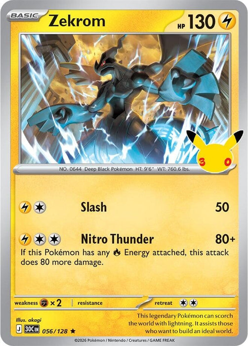 Image for Zekrom (056/128) (Holofoil) [ME: 30th Celebration] (30C) - Pokemon
